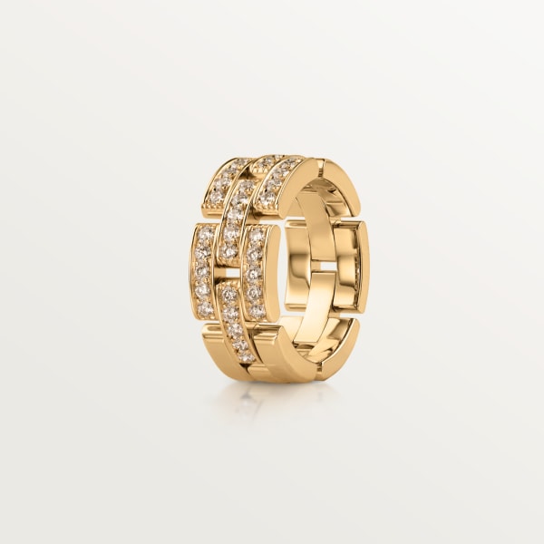 Maillon Panthère ring, three rows, semi-paved Yellow gold, diamonds