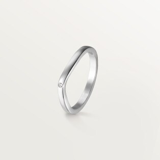 Ballerine wedding ring, width 2 mm, 3 diamonds  Platinum, diamonds