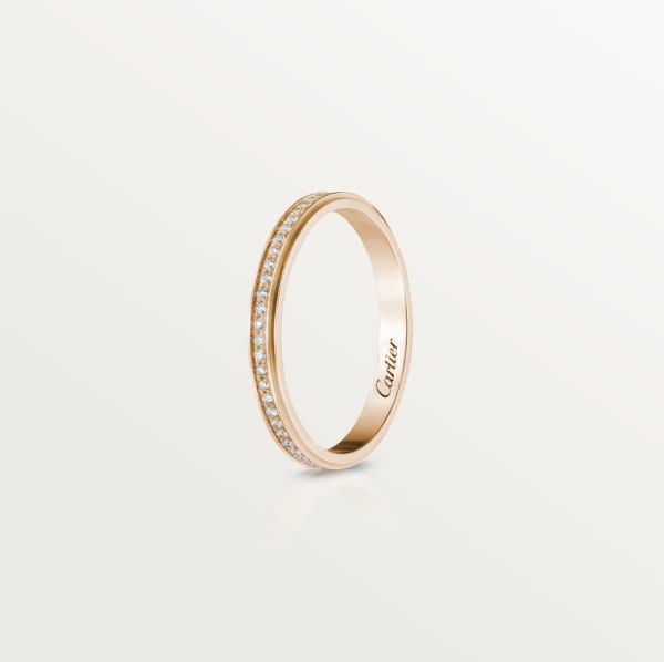 Cartier d'Amour wedding ring, width 2.3 mm, paved Rose gold, diamonds
