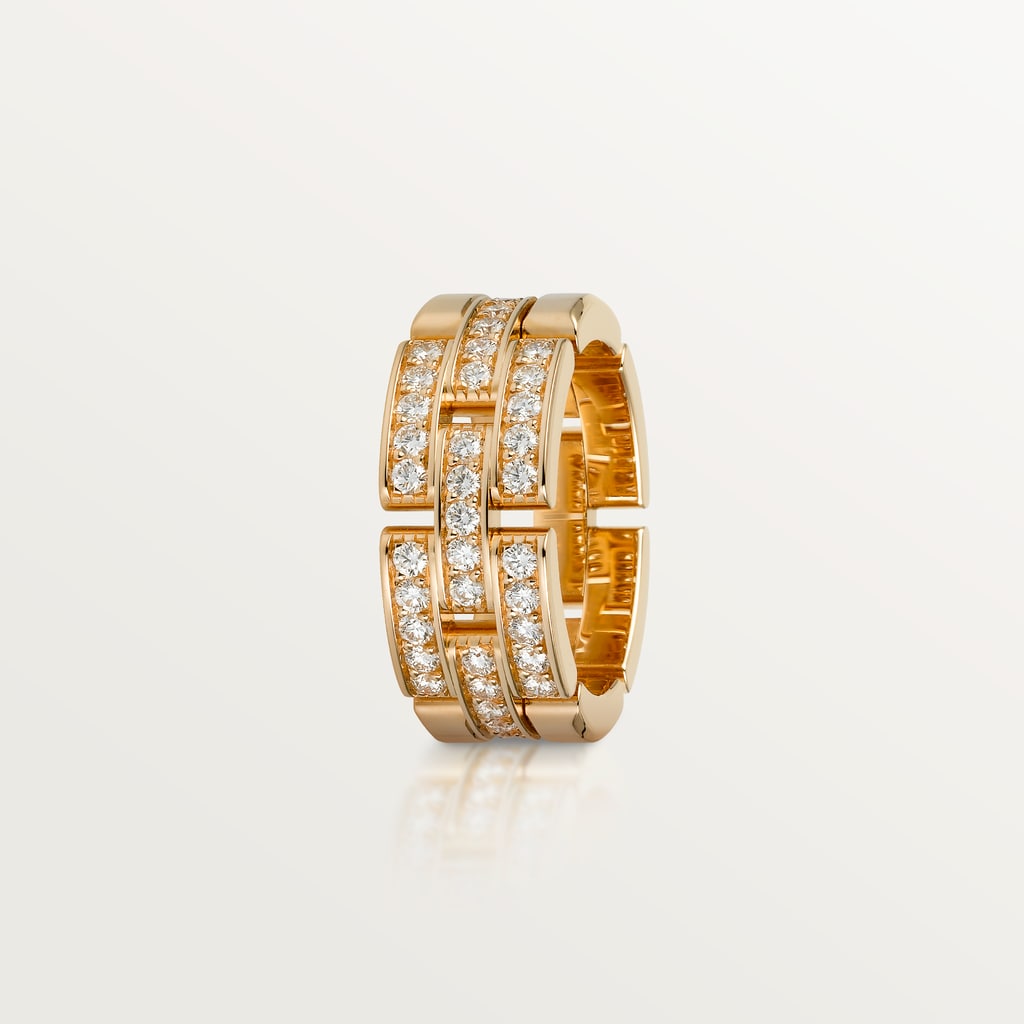 Maillon Panthère ring, three rows, semi-pavedRose gold, diamonds