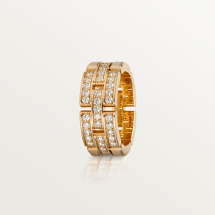 Maillon Panthère ring, three rows, semi-paved Rose gold, diamonds