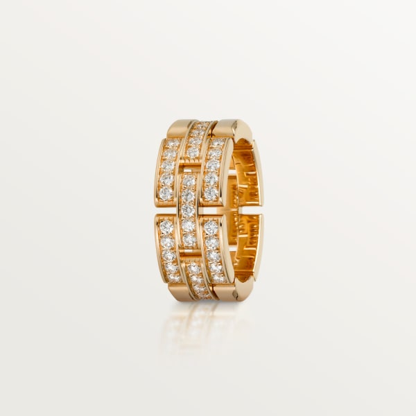 Maillon Panthère ring, three rows, semi-paved Rose gold, diamonds