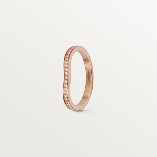 Ballerine wedding ring, width 2 mm, semi-paved Rose gold, diamonds