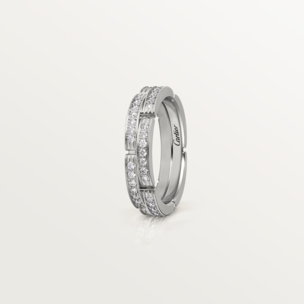 Maillon Panthère wedding ring, two rows, semi-paved White gold, diamonds