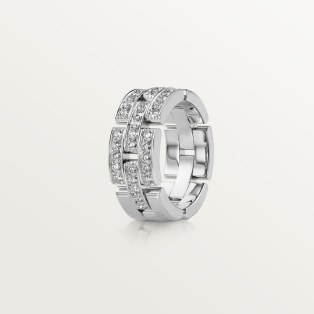 Maillon Panthère ring, three rows, semi-paved White gold, diamonds