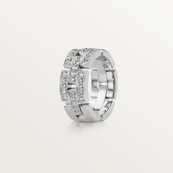 Maillon Panthère ring, three rows, semi-paved White gold, diamonds