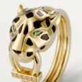 Panthère de Cartier ring, diamonds Yellow gold, lacquer, diamonds, tsavorite garnet