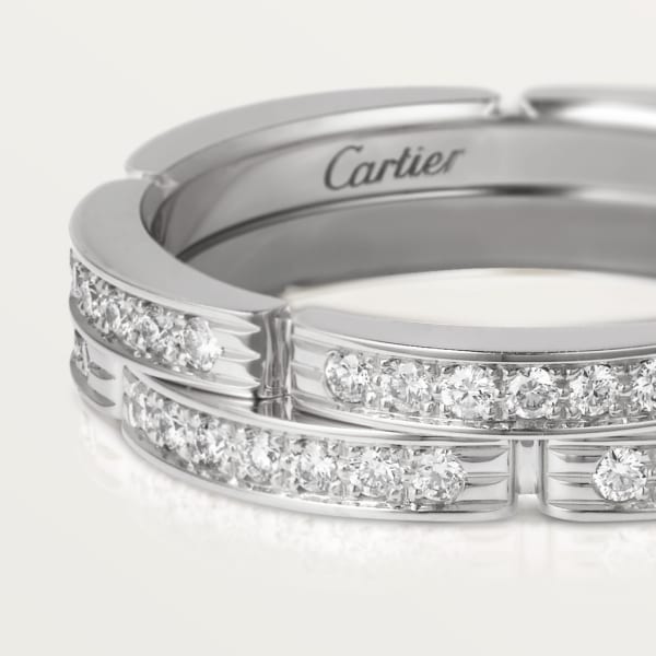 Maillon Panthère wedding ring, two rows, semi-paved White gold, diamonds