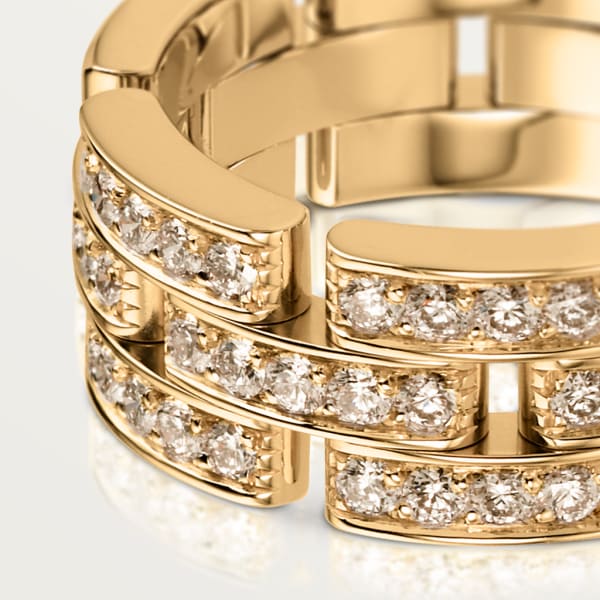 Maillon Panthère ring, three rows, semi-paved Yellow gold, diamonds