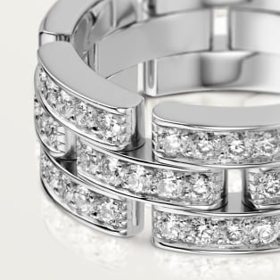 Maillon Panthère ring, three rows, semi-paved White gold, diamonds