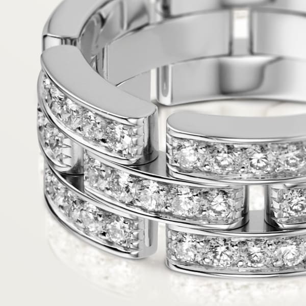 Maillon Panthère ring, three rows, semi-paved White gold, diamonds