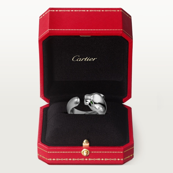 Panthère de Cartier ring, medium model White gold, tsavorite garnets, onyx