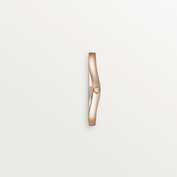 Ballerine wedding ring, width 2 mm, 3 diamonds Rose gold, diamonds