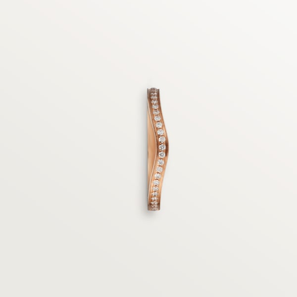 Ballerine wedding ring, width 2 mm, semi-paved Rose gold, diamonds