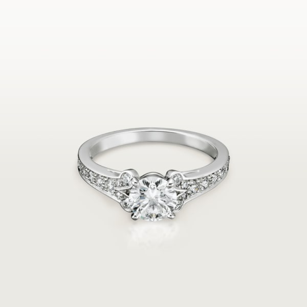 Ballerine solitaire, brilliant-cut diamond, paved   Platinum, diamonds