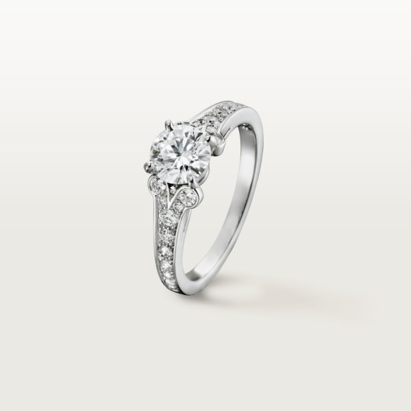 Ballerine solitaire, brilliant-cut diamond, paved   Platinum, diamonds