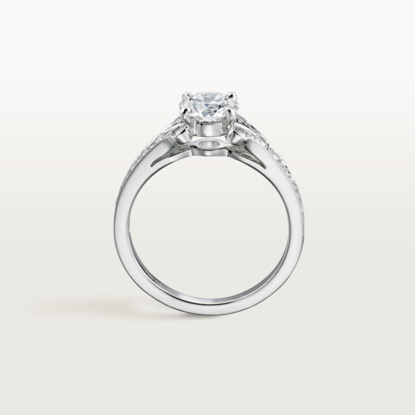 Ballerine solitaire, brilliant-cut diamond, paved   Platinum, diamonds