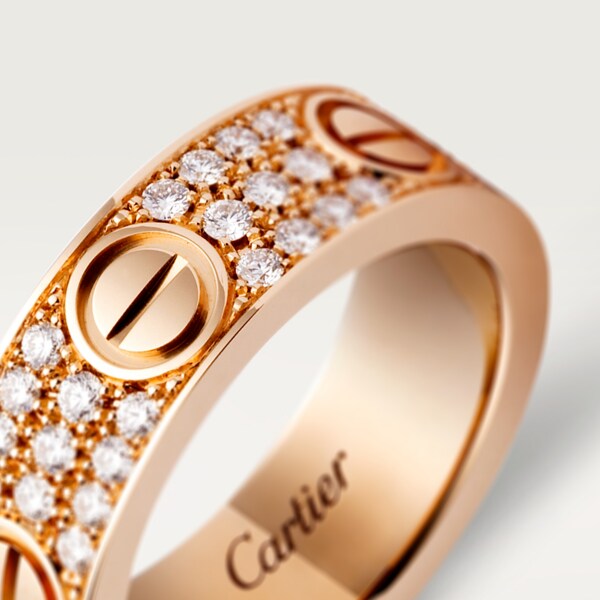 Love ring, diamond-paved Rose gold, diamonds