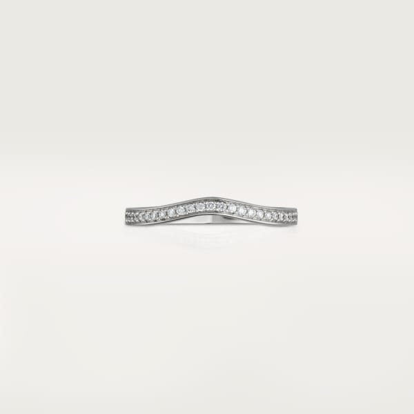 Ballerine wedding ring, width 2 mm, semi-paved  Platinum, diamonds