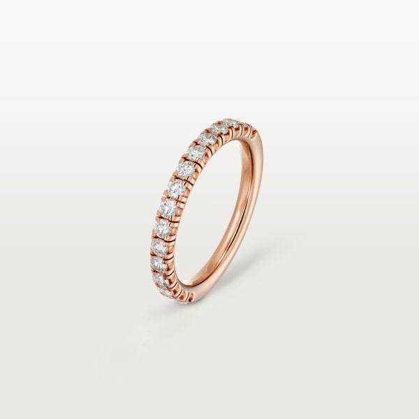 Etincelle de Cartier wedding ring, width 2 mm, semi-paved Rose gold, diamonds