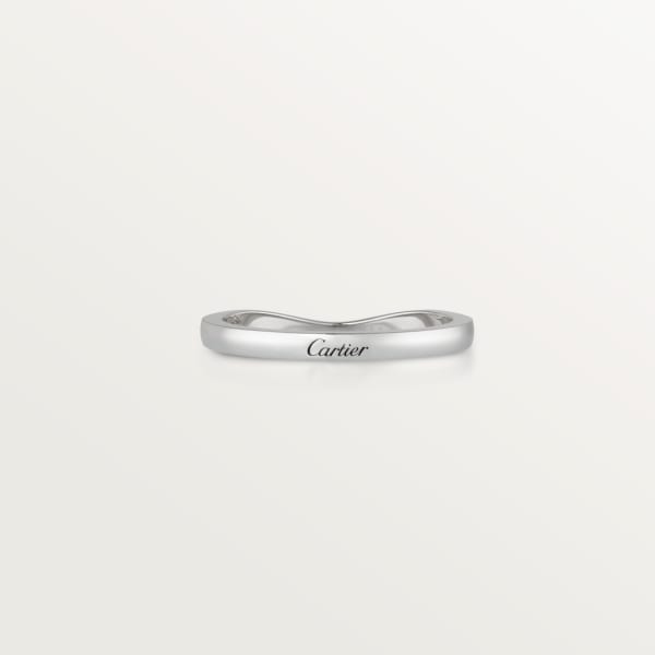 Ballerine wedding ring, width 2 mm, semi-paved  Platinum, diamonds