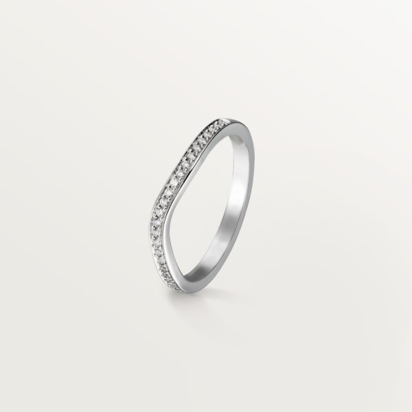 Ballerine wedding ring, width 2 mm, semi-paved  Platinum, diamonds
