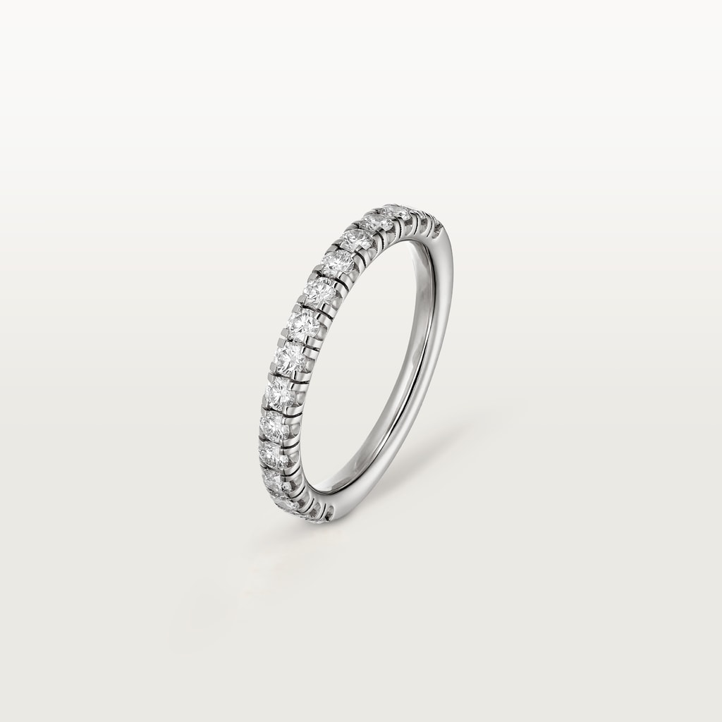 Etincelle de Cartier wedding ring, width 2 mm, semi-paved Platinum, diamonds