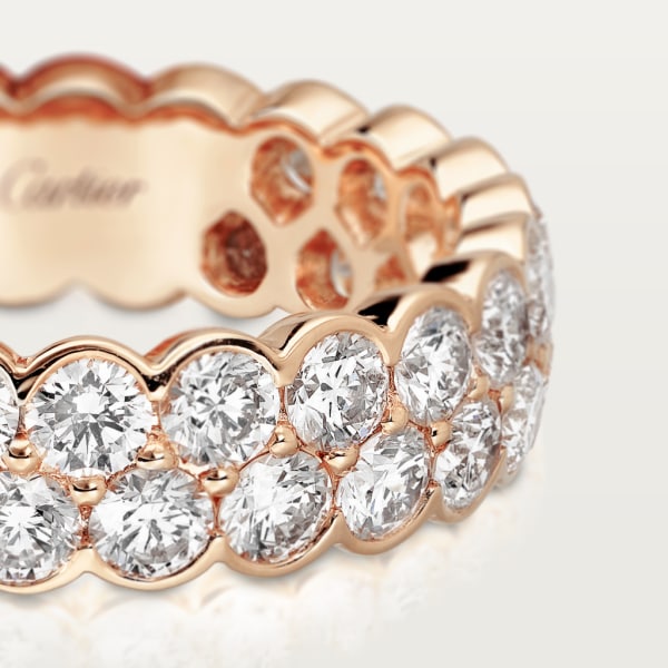 Broderie de Cartier wedding band, double row, diamonds Rose gold, diamonds