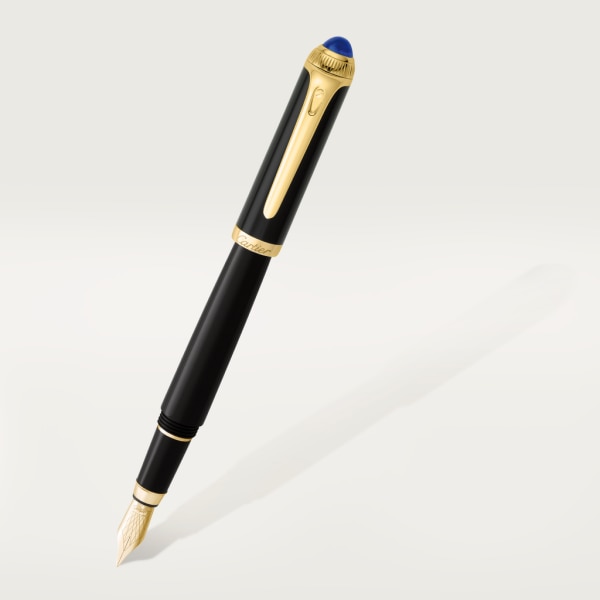 R de Cartier fountain pen Black composite, yellow golden-finish details