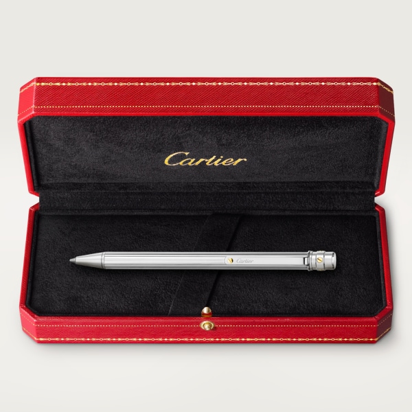 Santos de Cartier ballpoint pen Small model, engraved metal, palladium and gold finishes