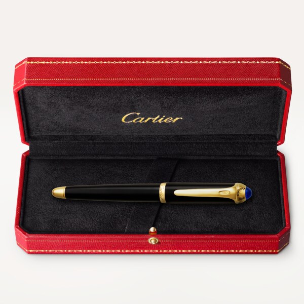 R de Cartier fountain pen Black composite, yellow golden-finish details