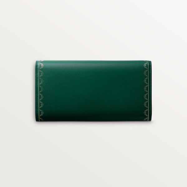 International Wallet with Flap, Guirlande de Cartier Green calfskin, golden finish