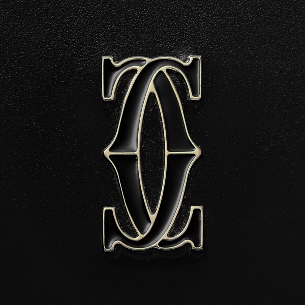 Zipped card holder, Double C de Cartier Black calfskin, gold and black enamel finish