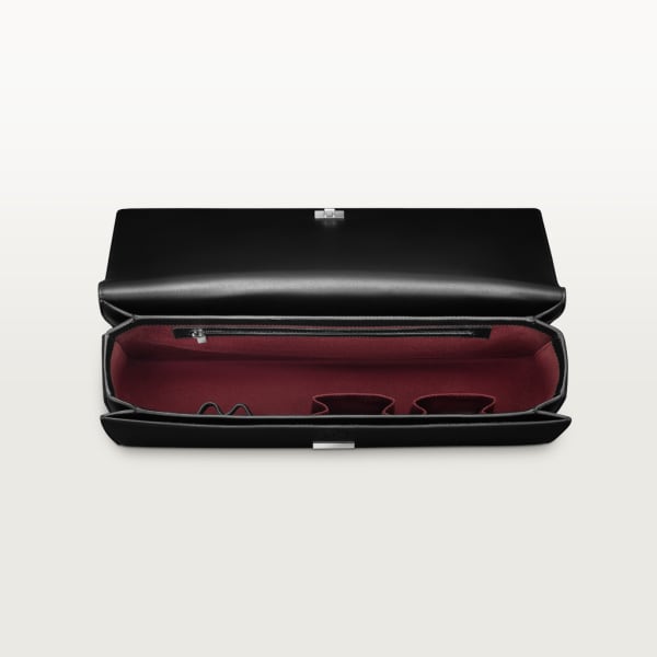 Briefcase, Must de Cartier Black calfskin, palladium finish