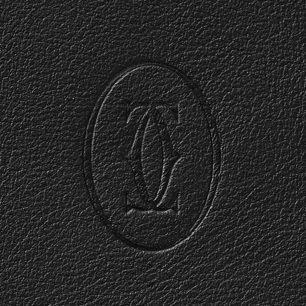 Multi-currency pouch, Must de Cartier Black calfskin, palladium 950/1000 finish