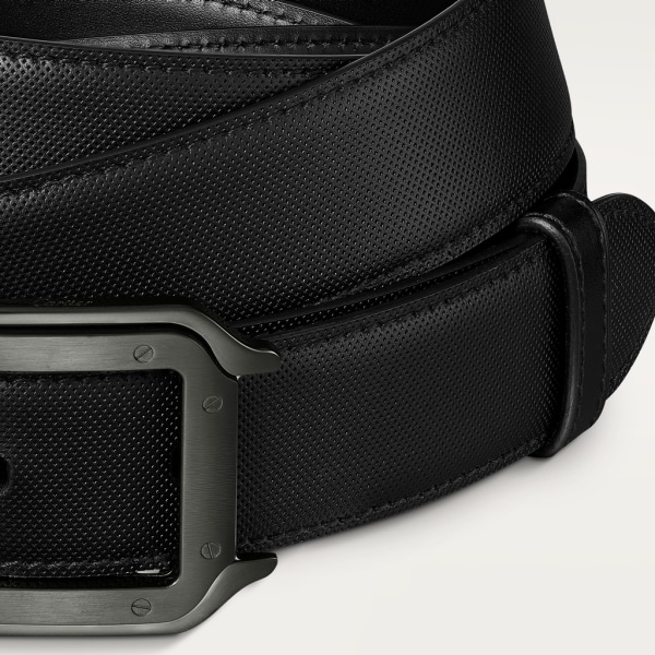 Belt, Santos de Cartier Black cowhide, black PVD-finish buckle