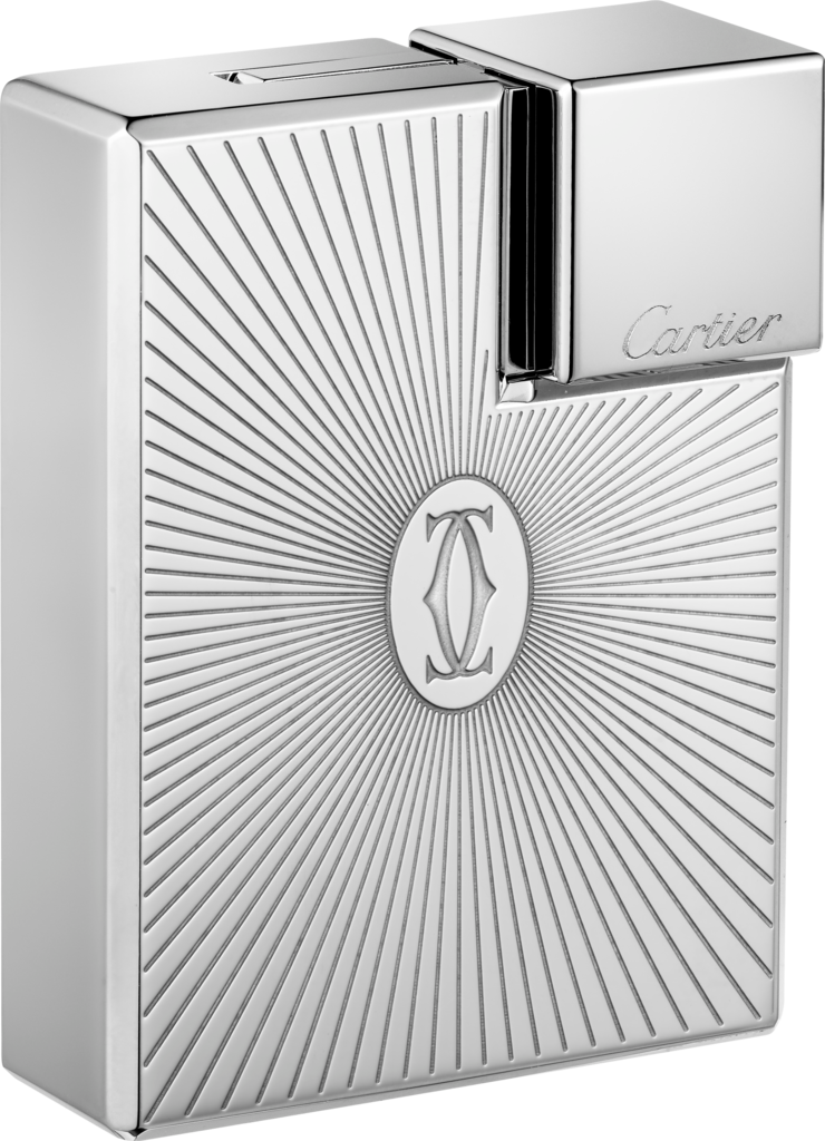 Double C de Cartier logo square lighter with Sunray motif in palladium finishMetal, palladium finish