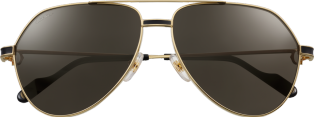 Première de Cartier sunglasses Smooth golden-finish metal and black enamel, grey lenses