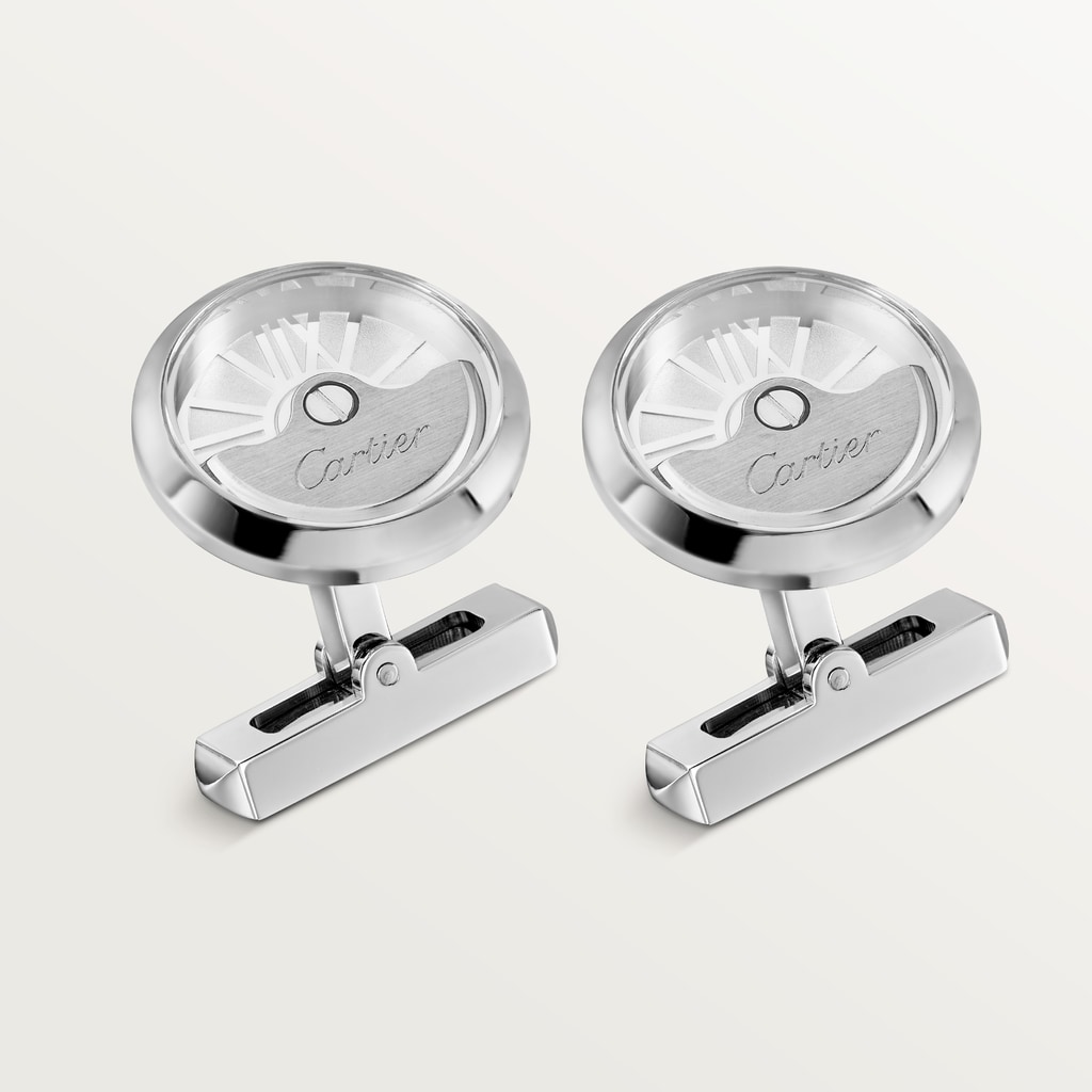 Oscillating weight cufflinksPalladium-finish sterling silver, sapphire crystal