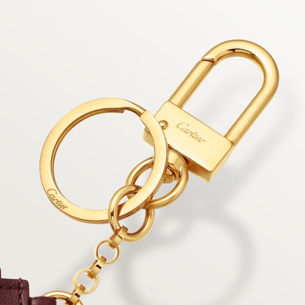 Must de Cartier key ring pouch Burgundy calfskin, golden finish