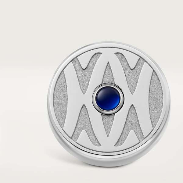 Double C de Cartier silver logo cufflinks Sterling silver , palladium finish, synthetic blue spinel.