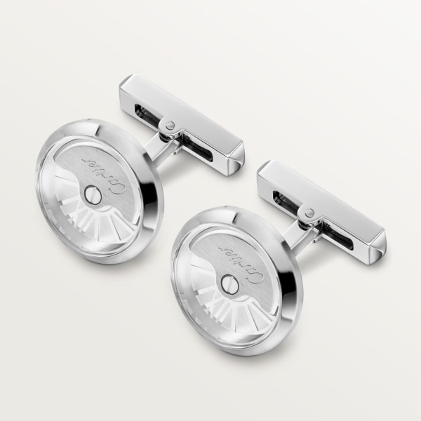 Oscillating weight cufflinks Palladium-finish sterling silver, sapphire crystal