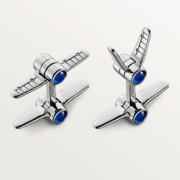 Santos de Cartier biplane cufflinks Sterling silver, palladium finish and synthetic spinel