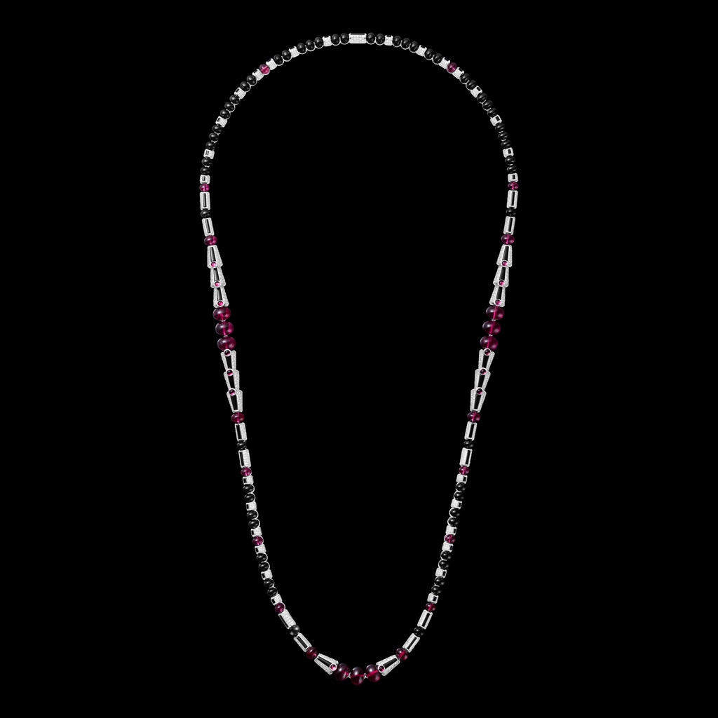 Beautés du Monde necklaceWhite gold, rubellite, onyx, diamonds
