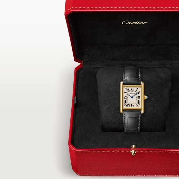 Tank Louis Cartier watch Large model, quartz movement, 18K yellow gold, leather