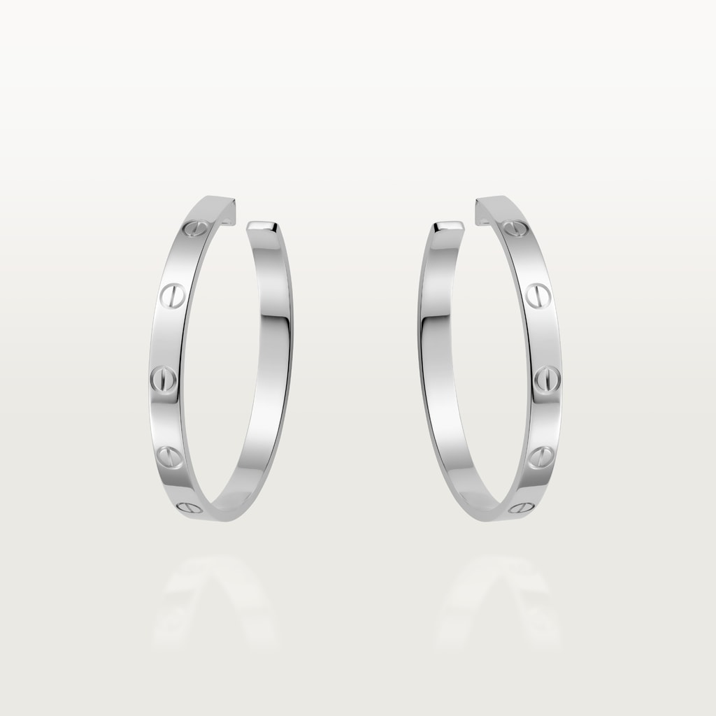 Love hoop earrings, large modelWhite gold