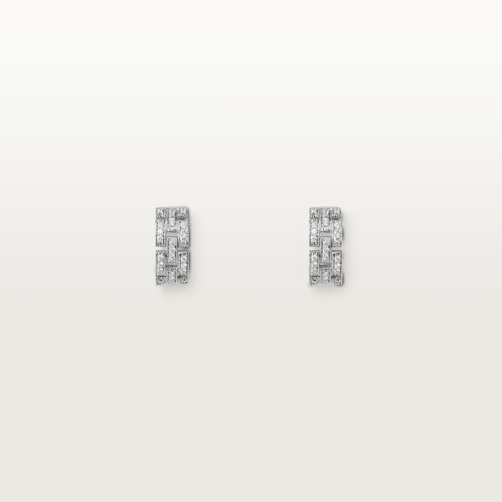 Maillon Panthère earrings, 3 diamond-paved rowsWhite gold, diamonds