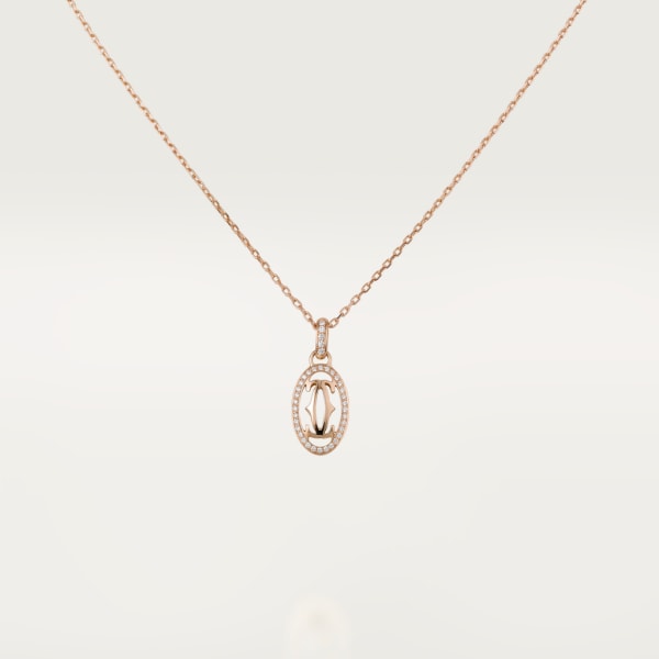 Logo necklace Rose gold, diamonds