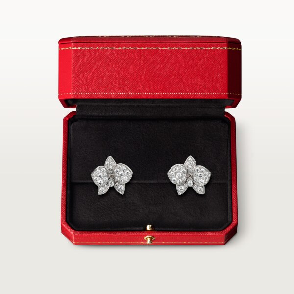 Caresse d’Orchidées par Cartier earrings White gold, diamonds