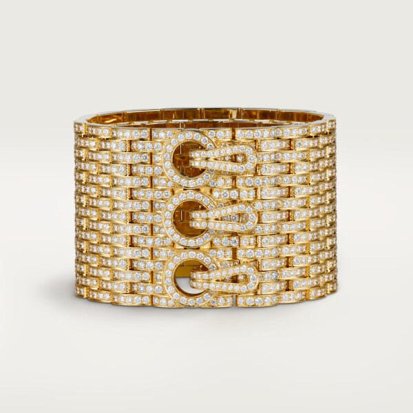 Agrafe cuff bracelet Yellow gold, diamonds